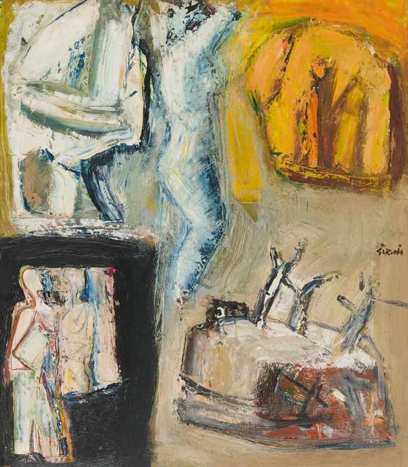 Mario Sironi - Composizione, olio su tela
