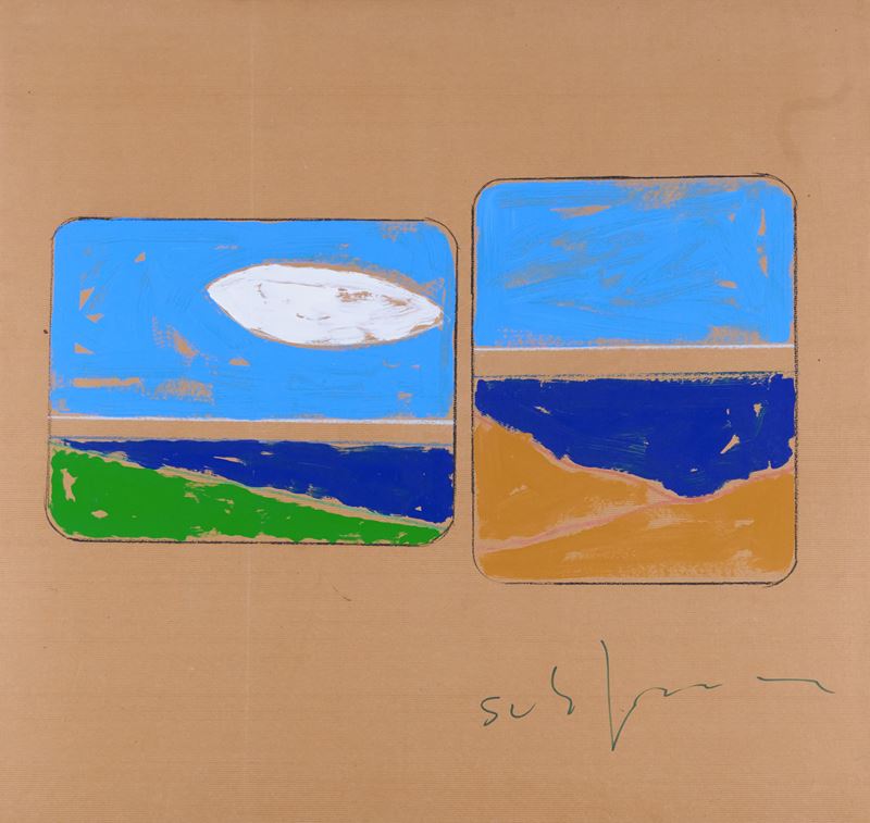 Mario Schifano - Senza titolo (smalto su carta applicata su tela), 1974-76