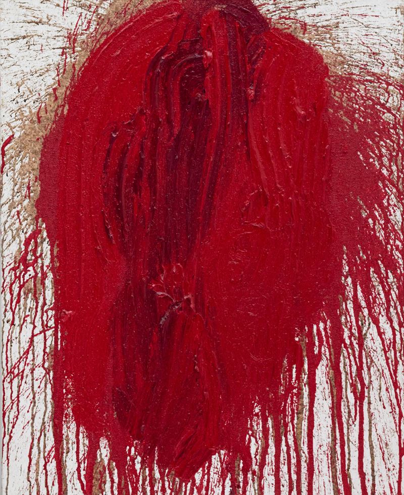 Hermann Nitsch - Senza titolo, tecnica mista su tela (2018)