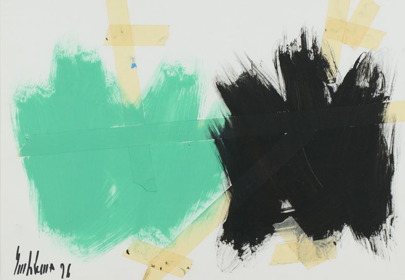 Salvatore Emblema - Senza titolo (tecnica mista e scotch su carta), 1996