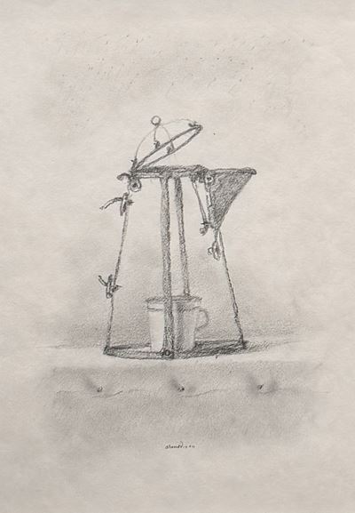 Caffettiera trasparente (matita su cartoncino, 2011)
