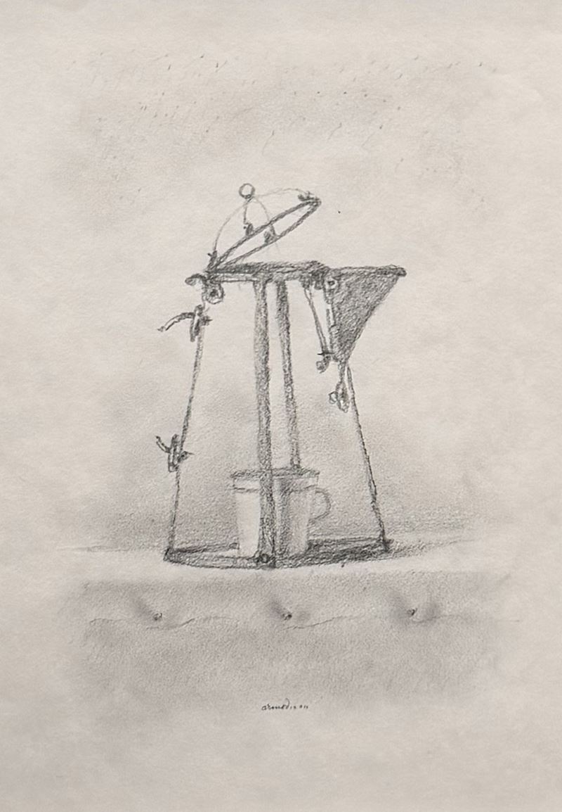 Armodio - Caffettiera trasparente (matita su cartoncino, 2011)