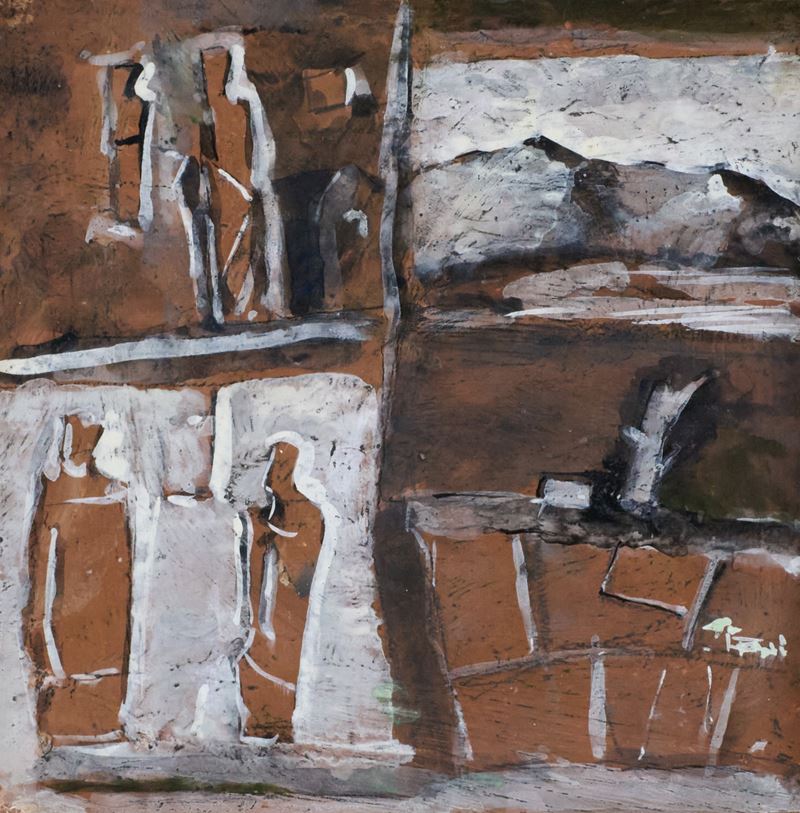 Mario Sironi - Composizione, tempera e china su carta applicata su tela