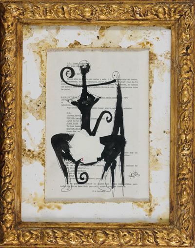 ¿Qué me ha pasado? — tecnica mista e collage su carta entro cornice d'artista, 1994