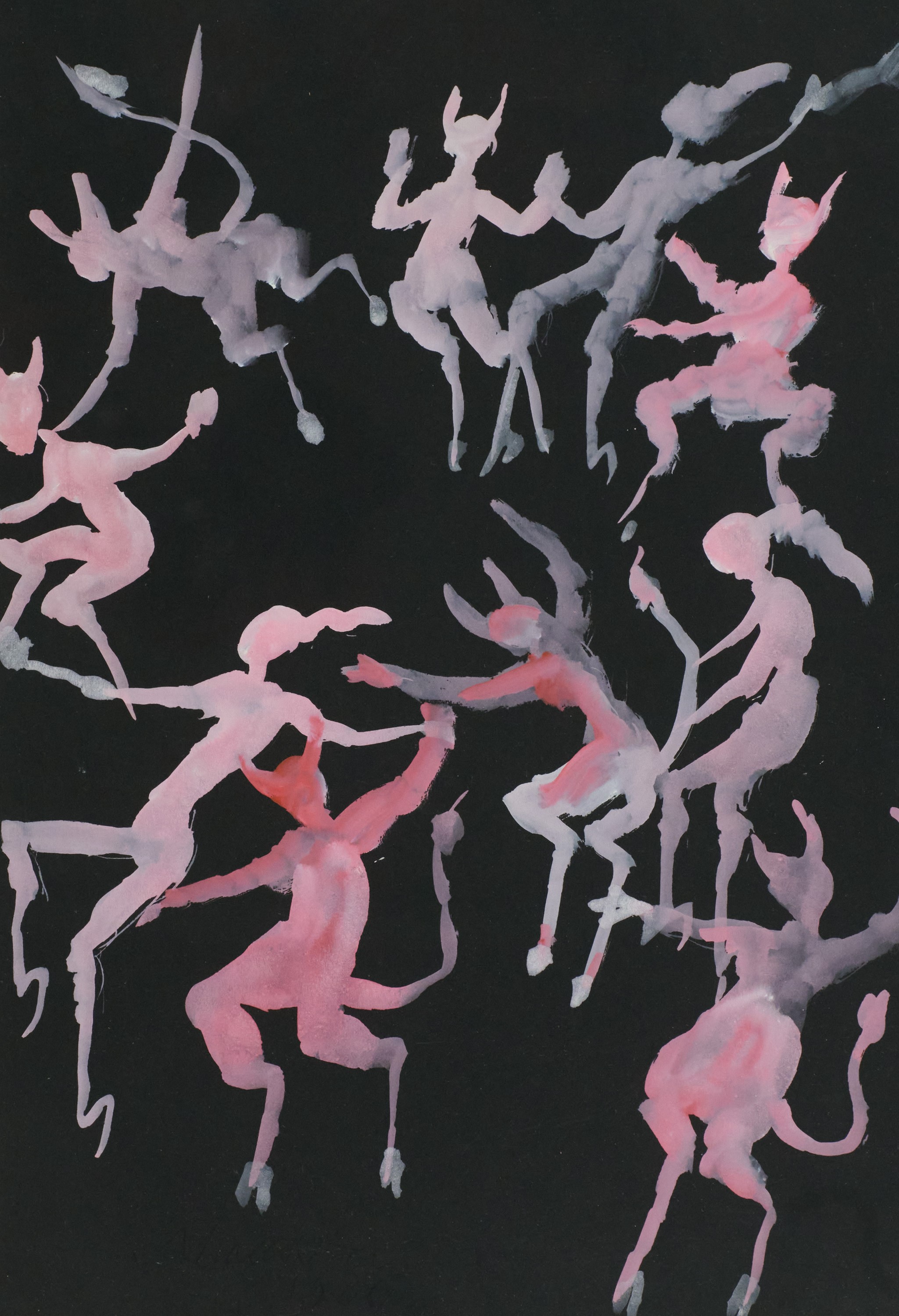 Mino Maccari - Diavoli danzanti (tempera su carta, 1980)