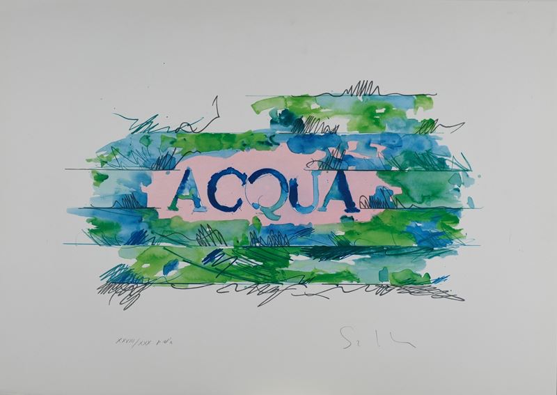 Mario Schifano - Acqua, litografia