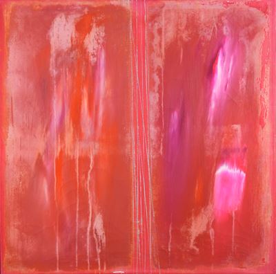 Architetture del colore in rosso, olio su tela