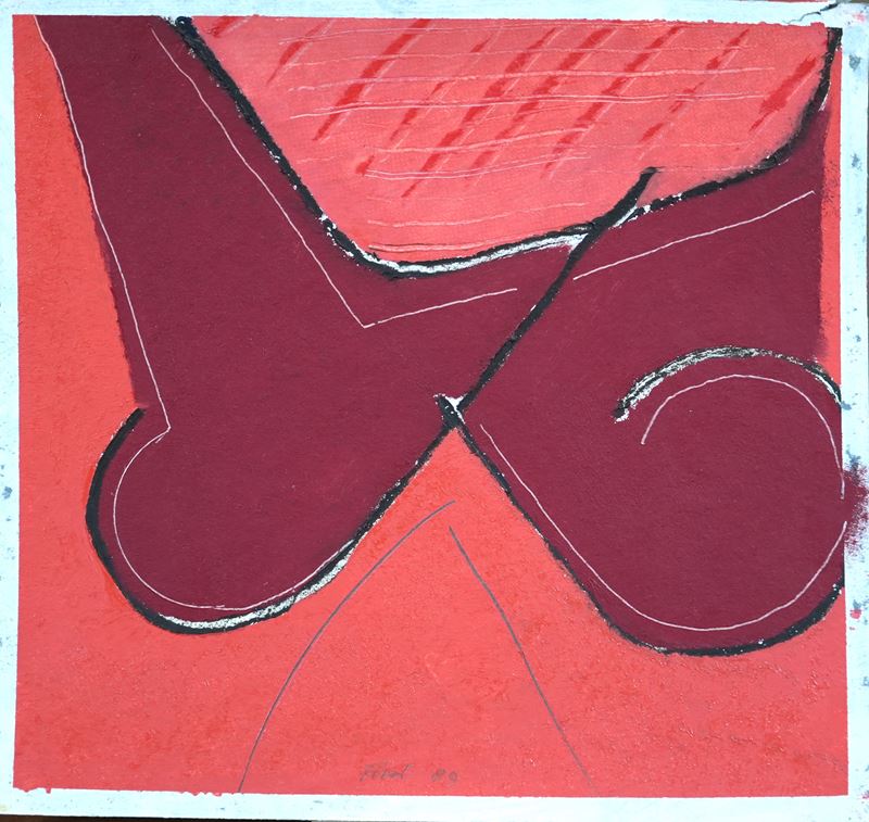 Walter Fusi - Senza titolo (tecnica mista su cartoncino), 1989