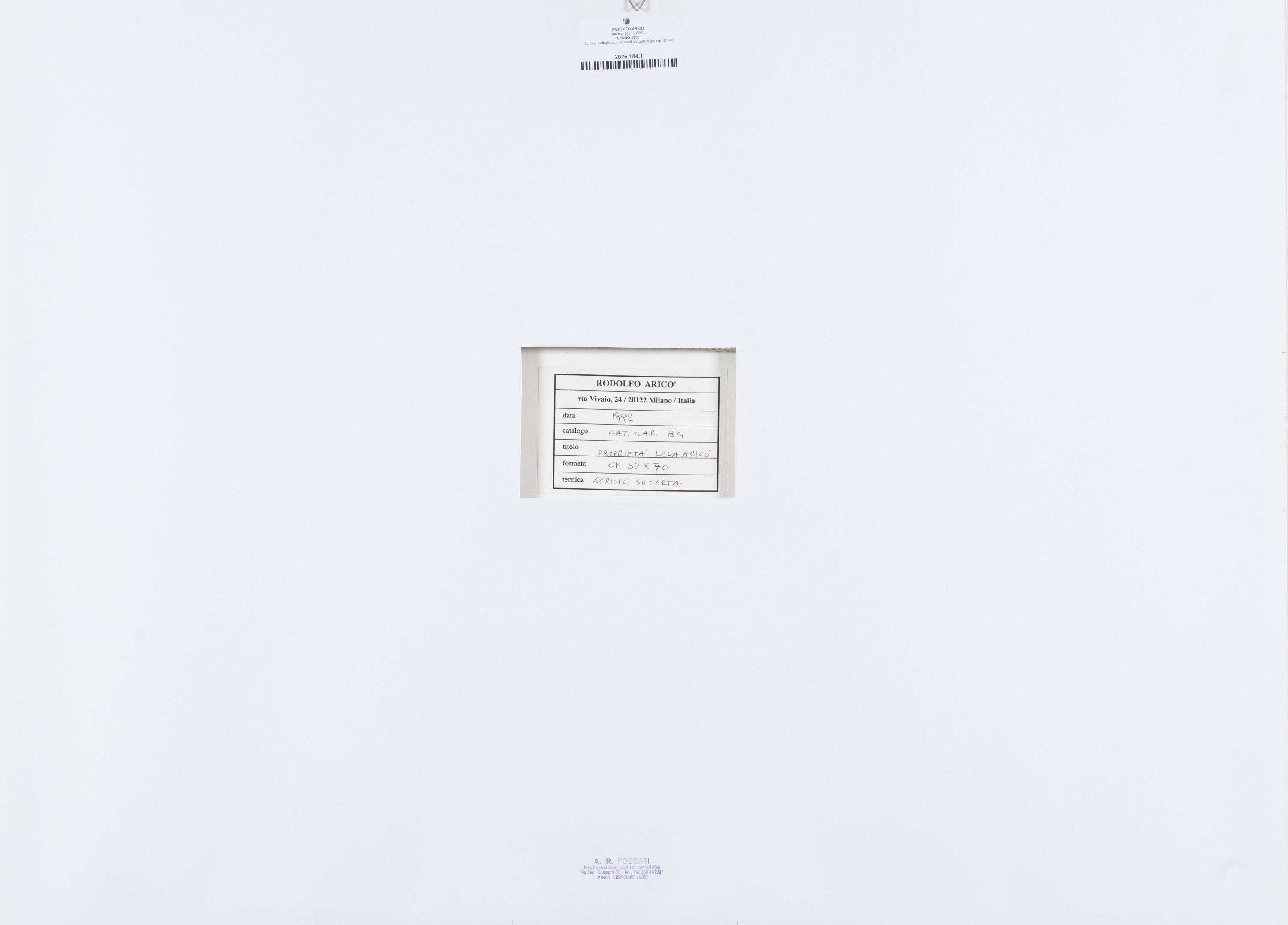Rodolfo Aricò - Senso (1992) — acrilico, collage e interventi su cartoncino