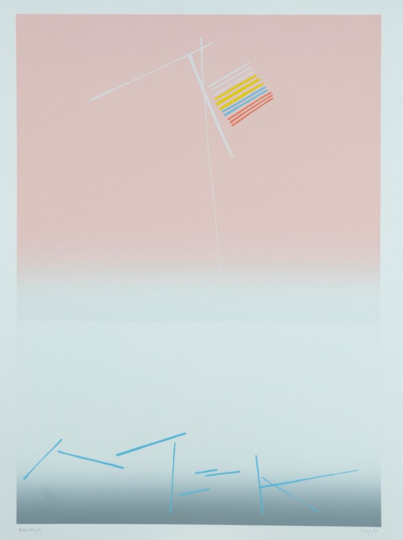 Valentino Vago - Senza titolo (serigrafia su carta, 1986)