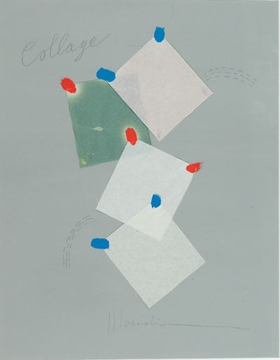 Collage, olio e collage su cartone telato