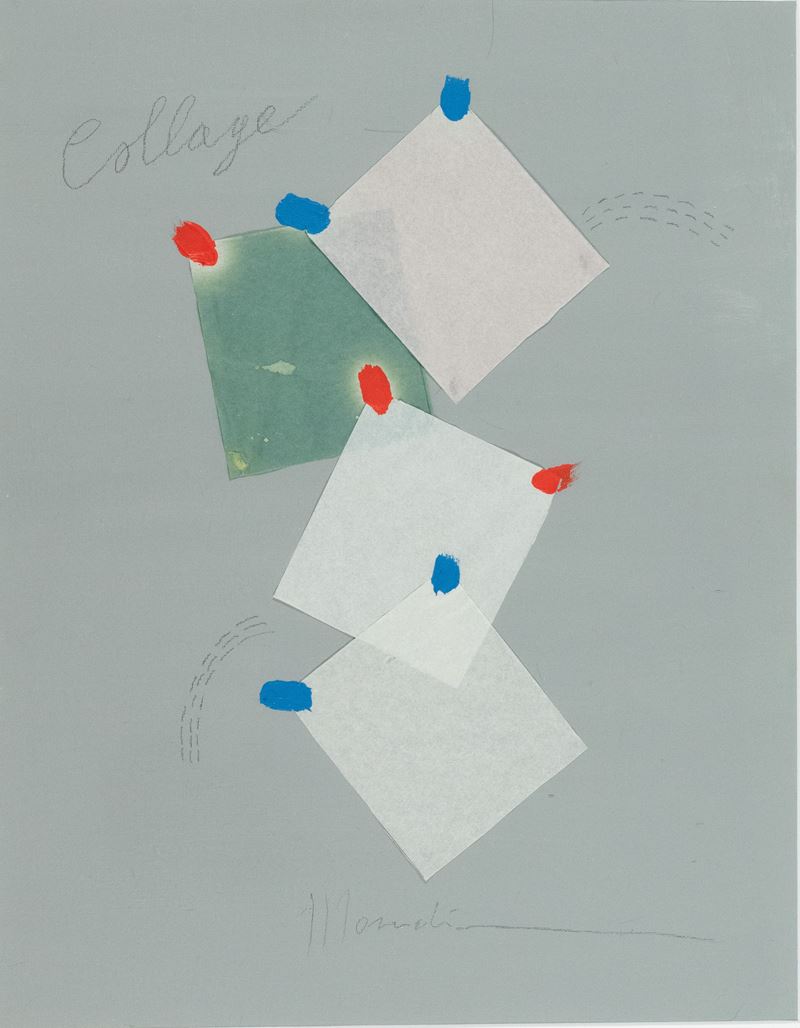 Aldo Mondino - Collage, olio e collage su cartone telato