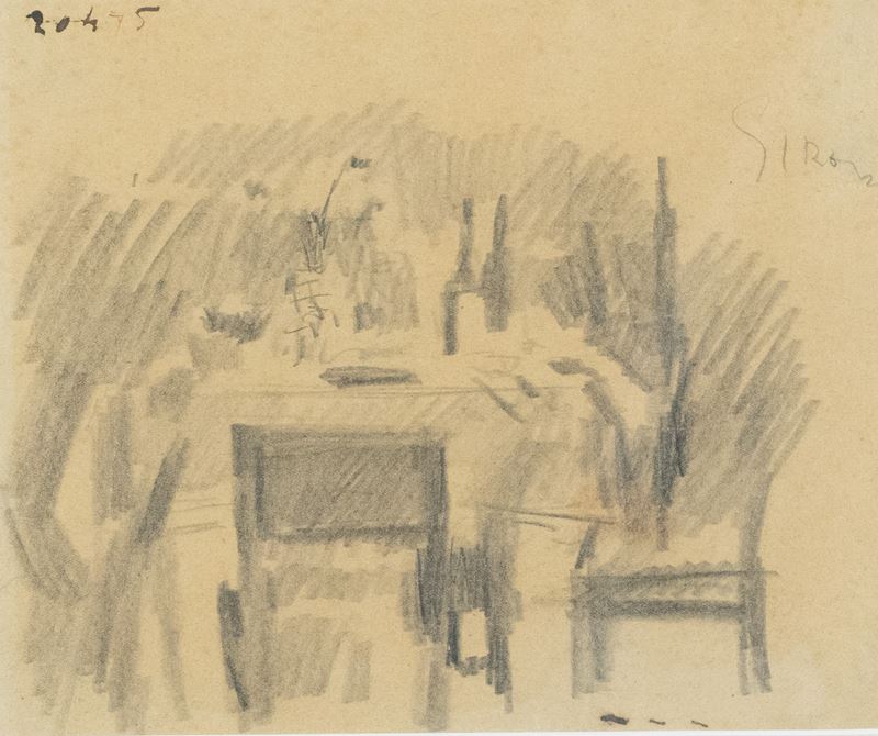 Mario Sironi - Interno, matita grassa su carta
