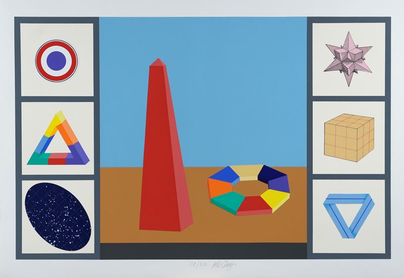 Lucio del Pezzo - Senza titolo (serigrafia e collage)