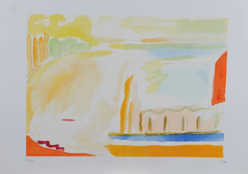 Virgilio Guidi - San Giorgio, litografia su carta