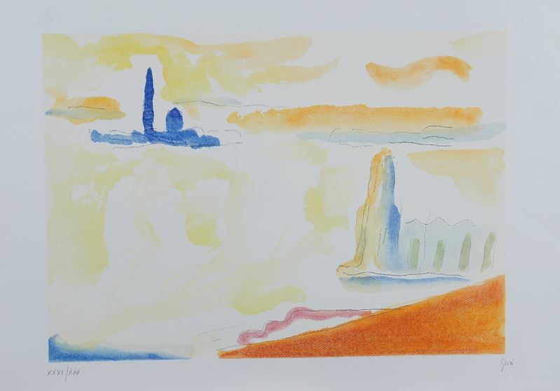 Virgilio Guidi - San Giorgio, serigrafia su carta