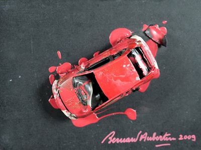 Voiture Brulée (modellino bruciato su auto)