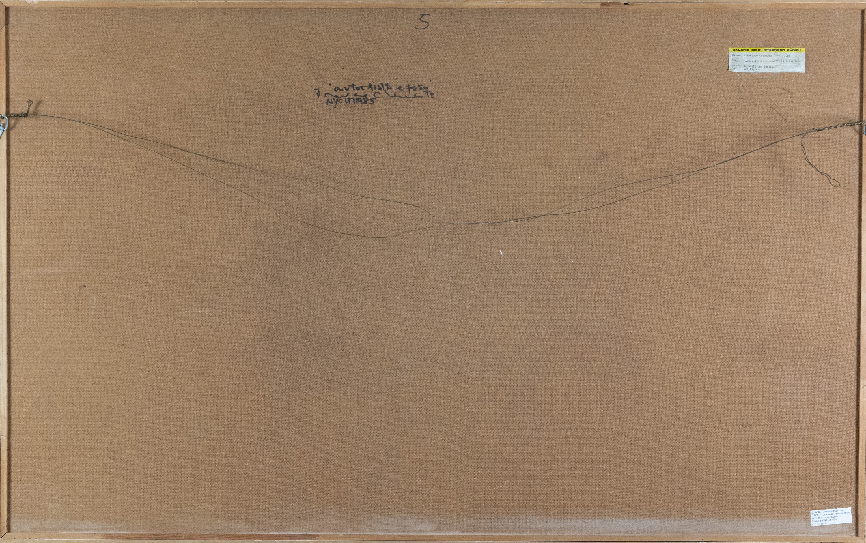 Francesco Clemente - Autoritratto e peso, acquerello e pastello su carta (1985)