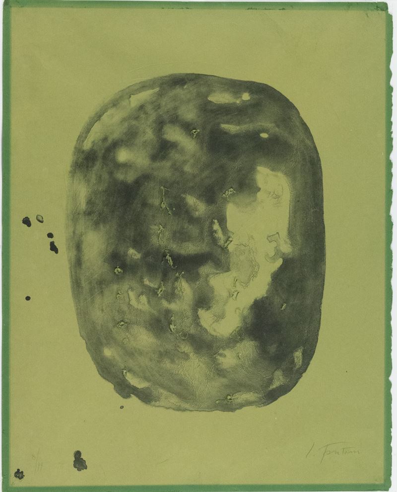 Lucio Fontana - Concetto spaziale (Vite), acquatinta su carta con rilievi e fori