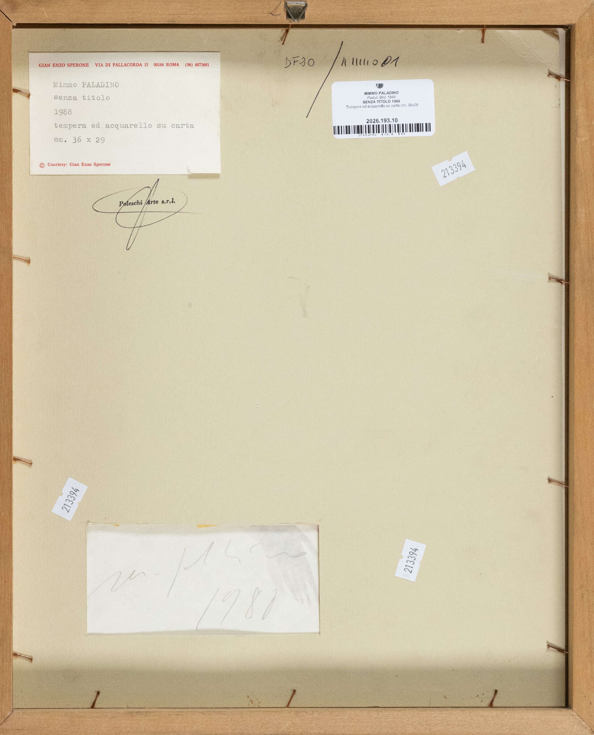Mimmo Paladino - Senza titolo (tempera e acquerello su carta), 1988