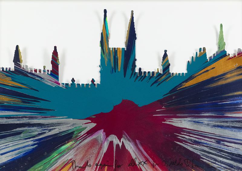 Damien Hirst - Toddington Spin Painting, acrilici su cartoncino sagomato