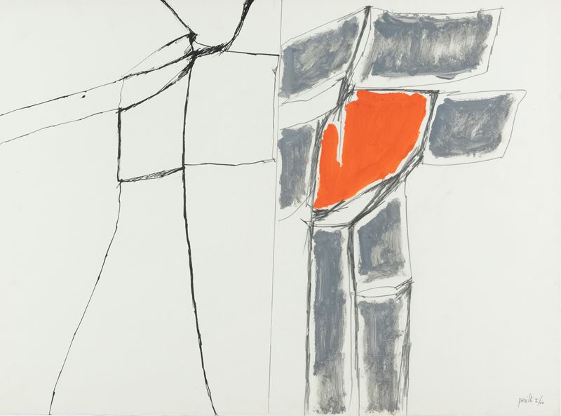 Achille Perilli - Senza titolo (1966) – inchiostro, matita e tempera su carta