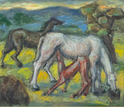 Cavalli, olio su tavola