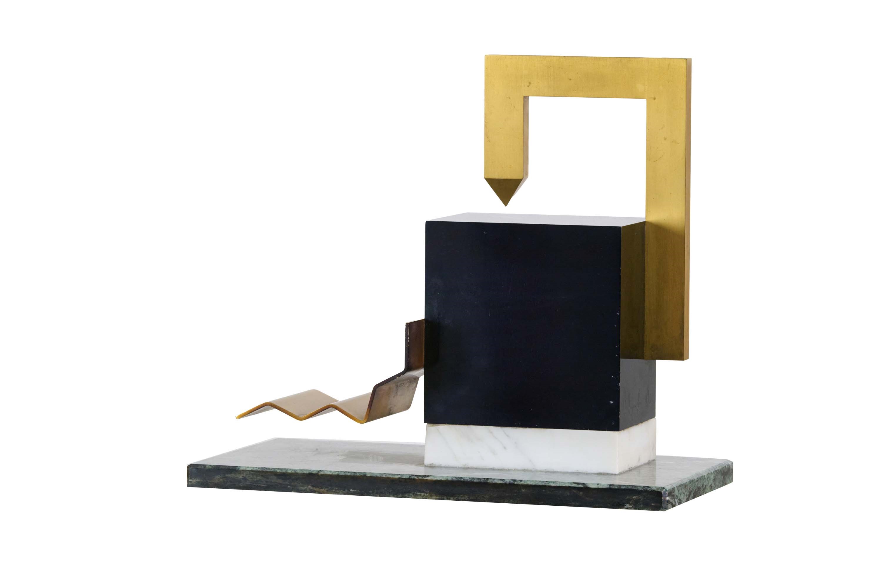 Igino Legnaghi - Senza titolo (scultura in marmo e ottone, anni ’70)