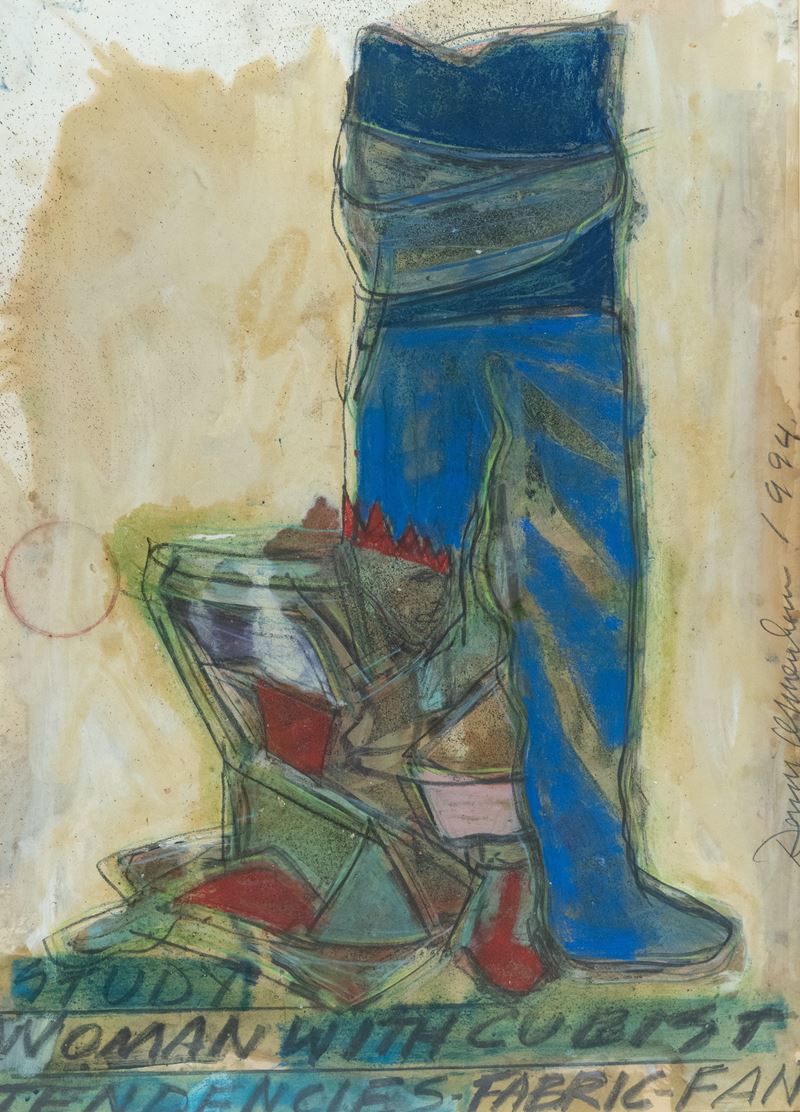 Dennis Oppenheim - Study: Woman with cubist tendencies (studio, tecnica mista su carta), 1994
