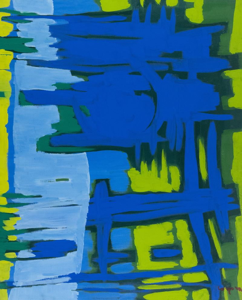 Antonio Corpora - Marina di Livorno, olio su tela (1973)