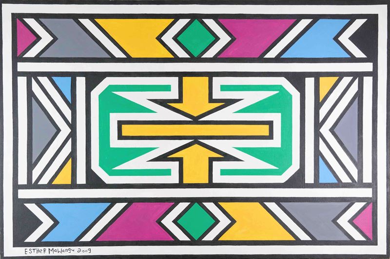 Esther Mahalangu - Ndbele abstract, acrilico su tela