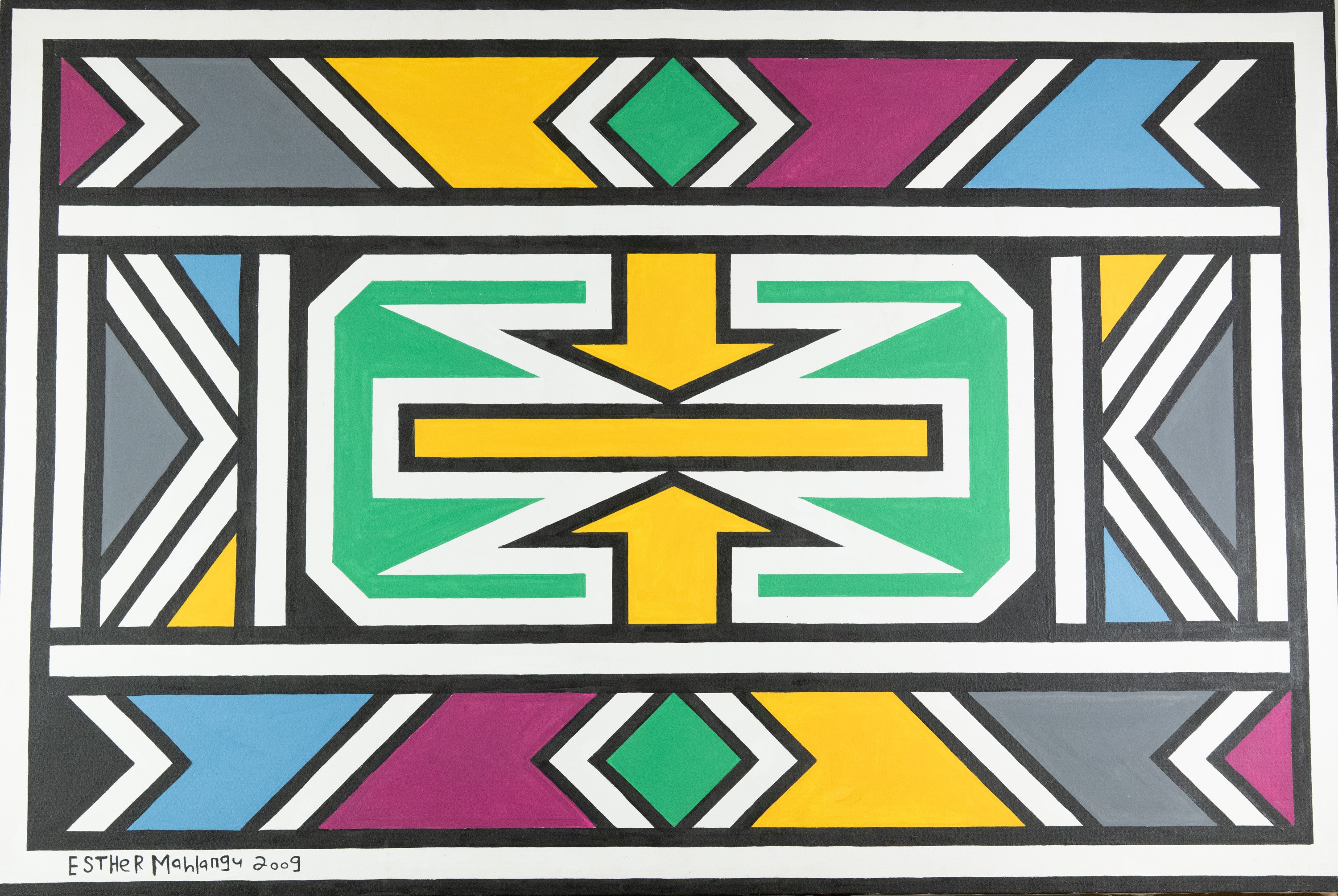 Esther Mahalangu - Ndbele abstract, acrilico su tela