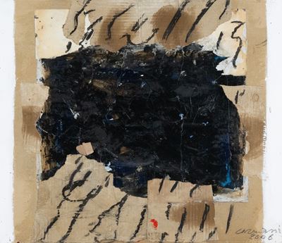 Il volo, tecnica mista e collage su cartone (2006)