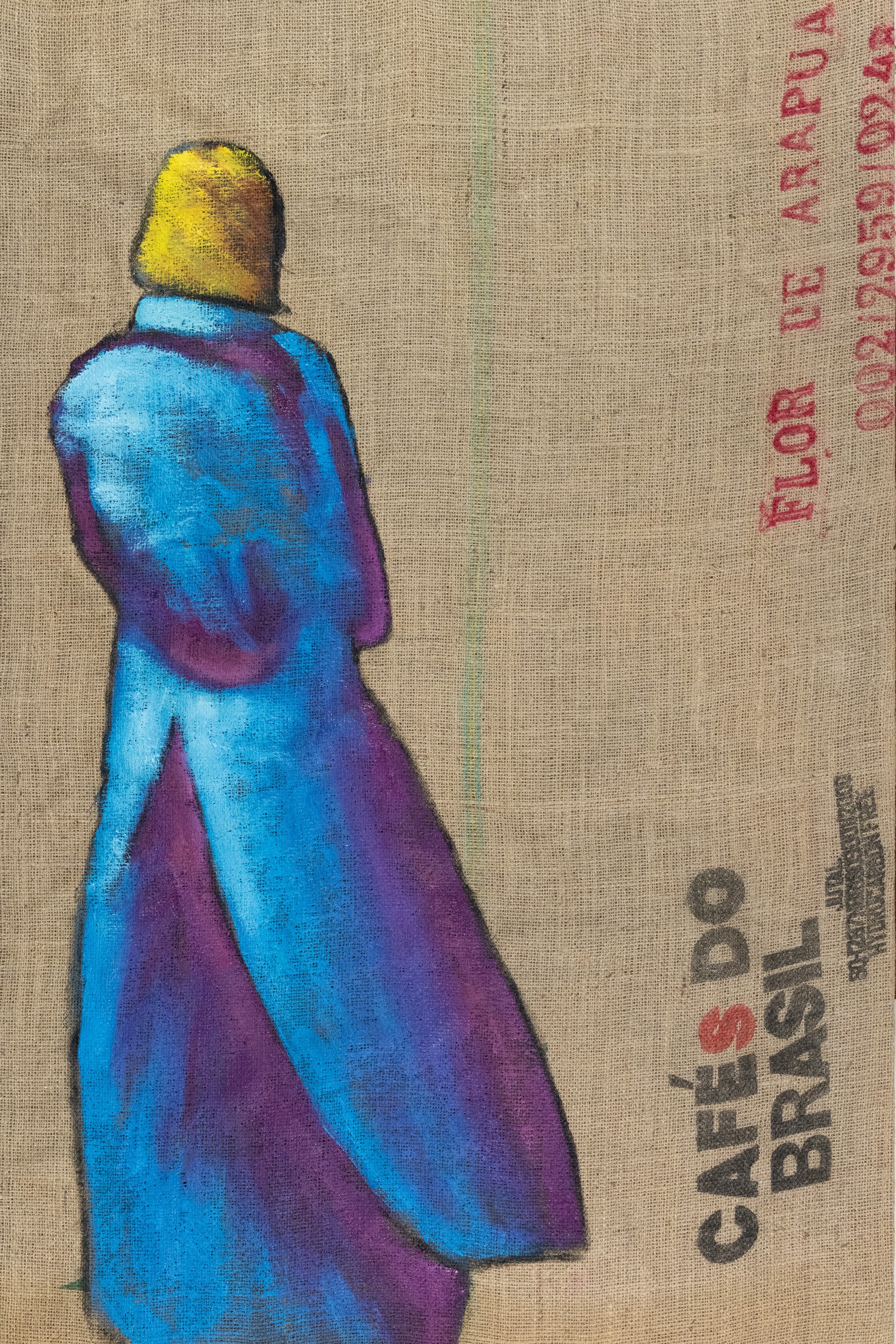 Hannu Palosuo - Tomorrow never knows (olio su sacco di caffè riciclato)