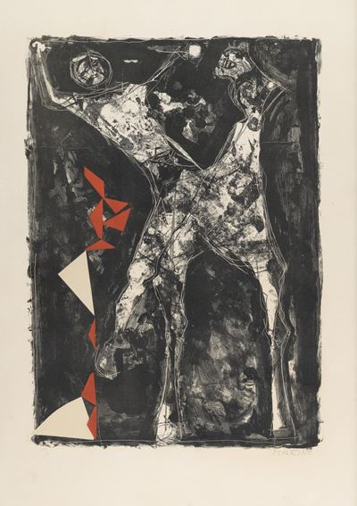 Cavalier sur fond noir étoile, litografia su carta rives (1961)
