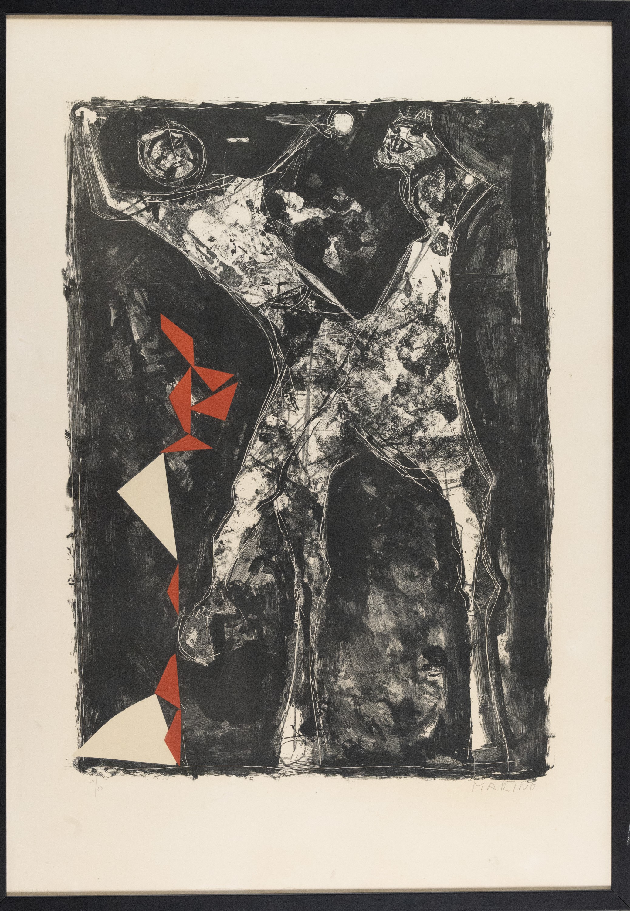 Marino Marini - Cavalier sur fond noir étoile, litografia su carta rives (1961)