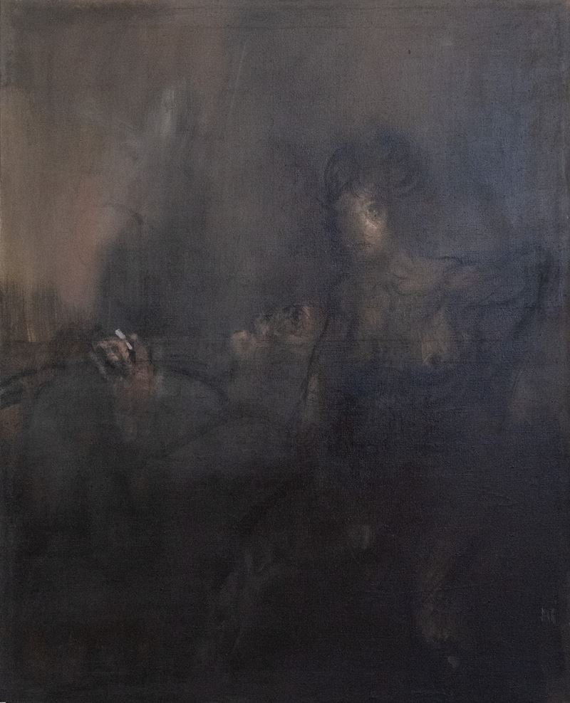 Alberto Sughi - Gli amanti, olio su tela