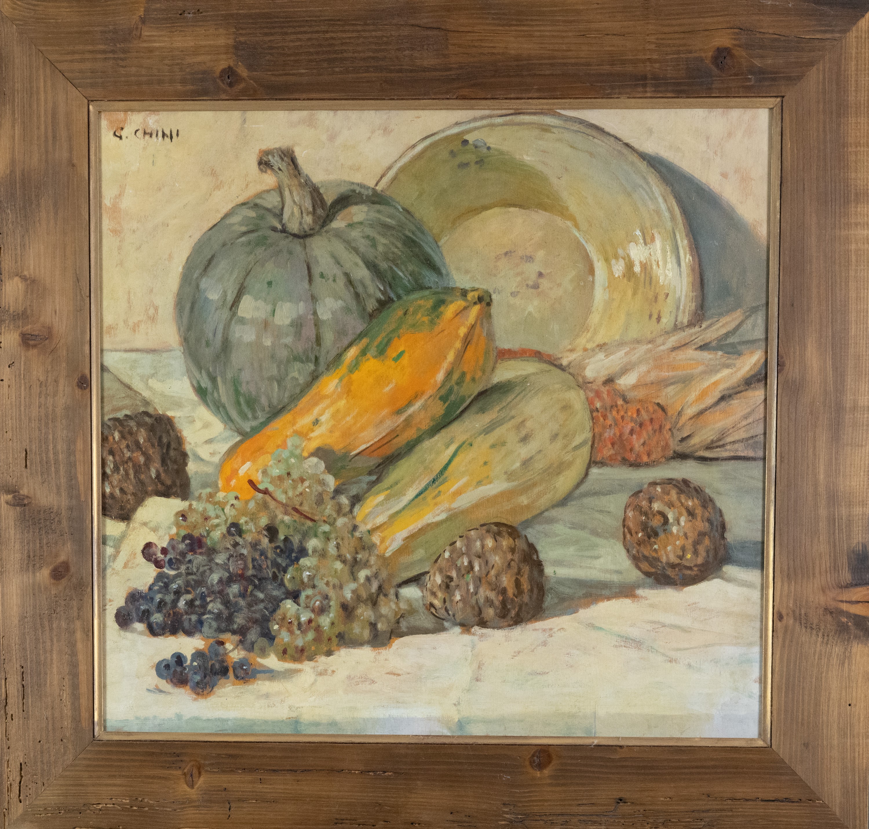 Galileo Chini - Natura morta rustica con zucchine