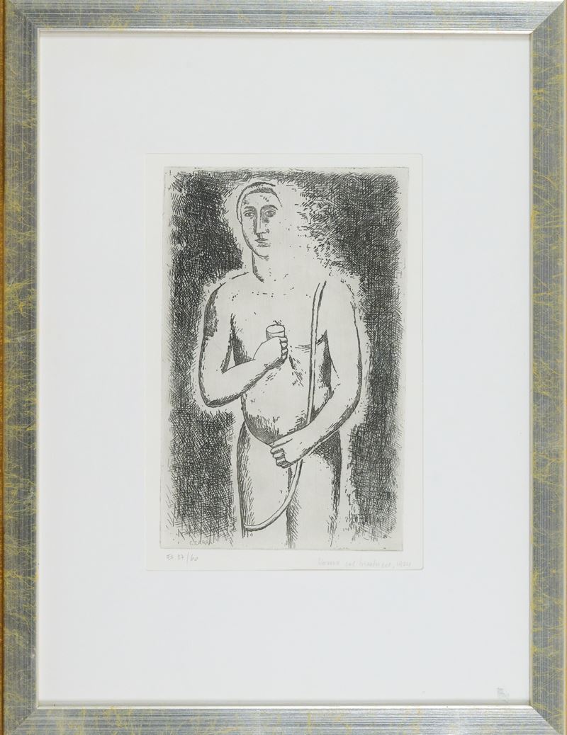 Carlo Carrà - L’uomo con il bicchiere (acquaforte), 1924