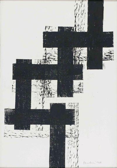 Composizione astratta, olio su carta (1986)