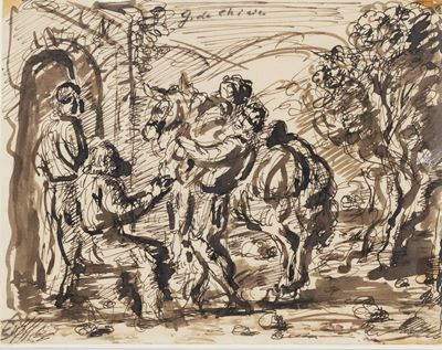Il buon Samaritano, inchiostro su carta (anni ’50)