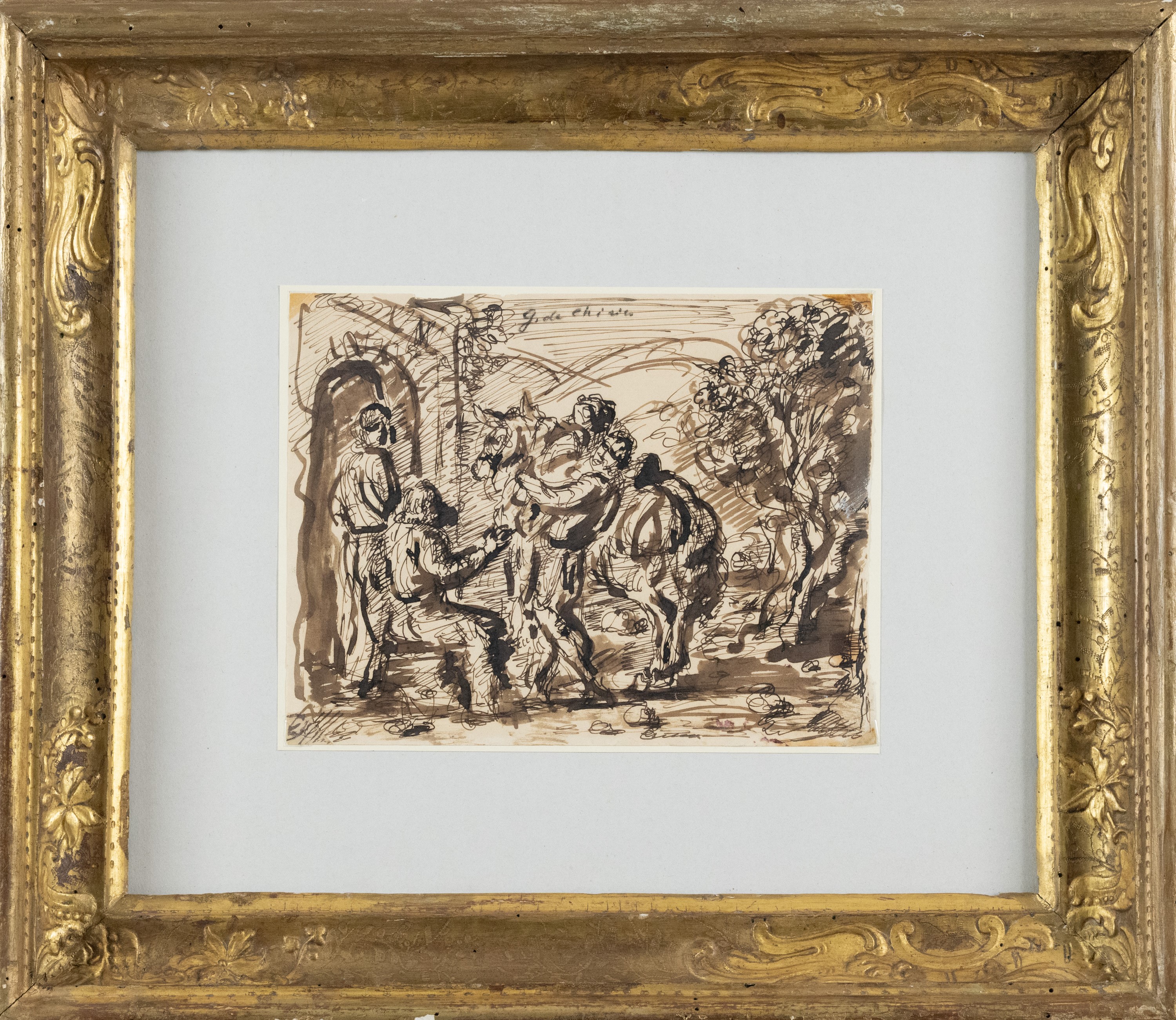 Giorgio De Chirico - Il buon Samaritano, inchiostro su carta (anni ’50)
