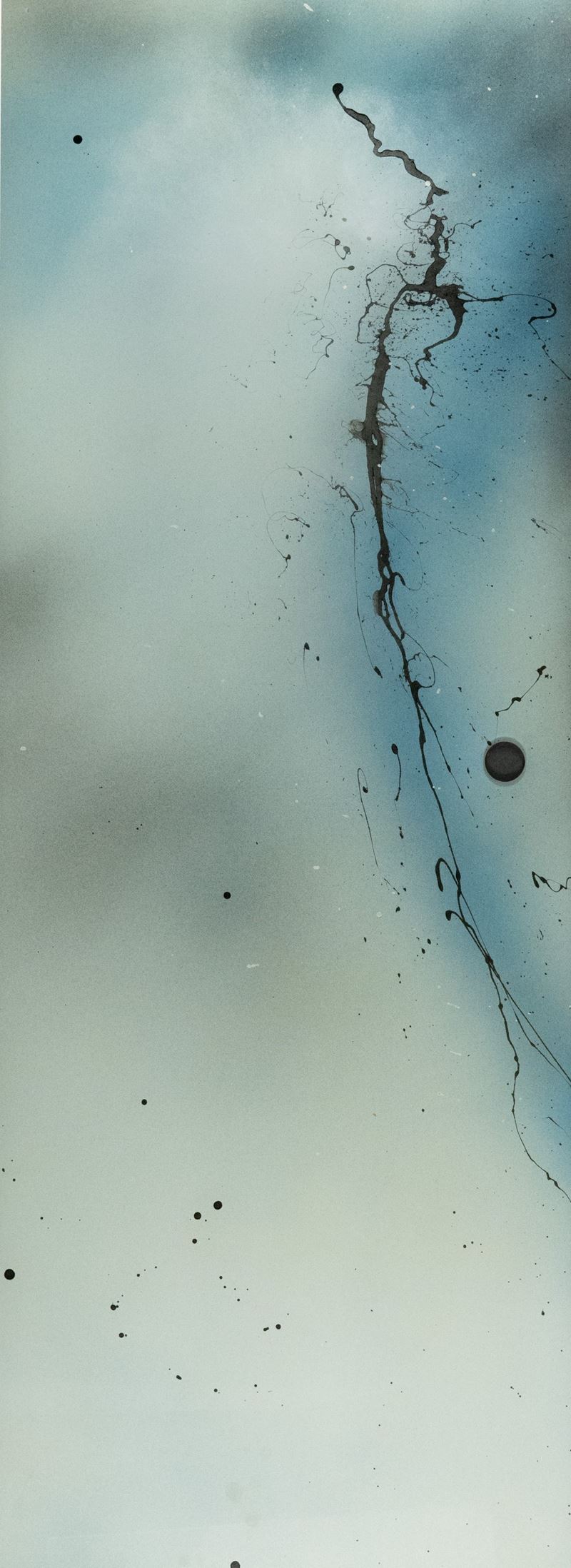 Lucio Fontana - Anta di armadio, tecnica mista su vetro (nero su fondo azzurro), 1952-53