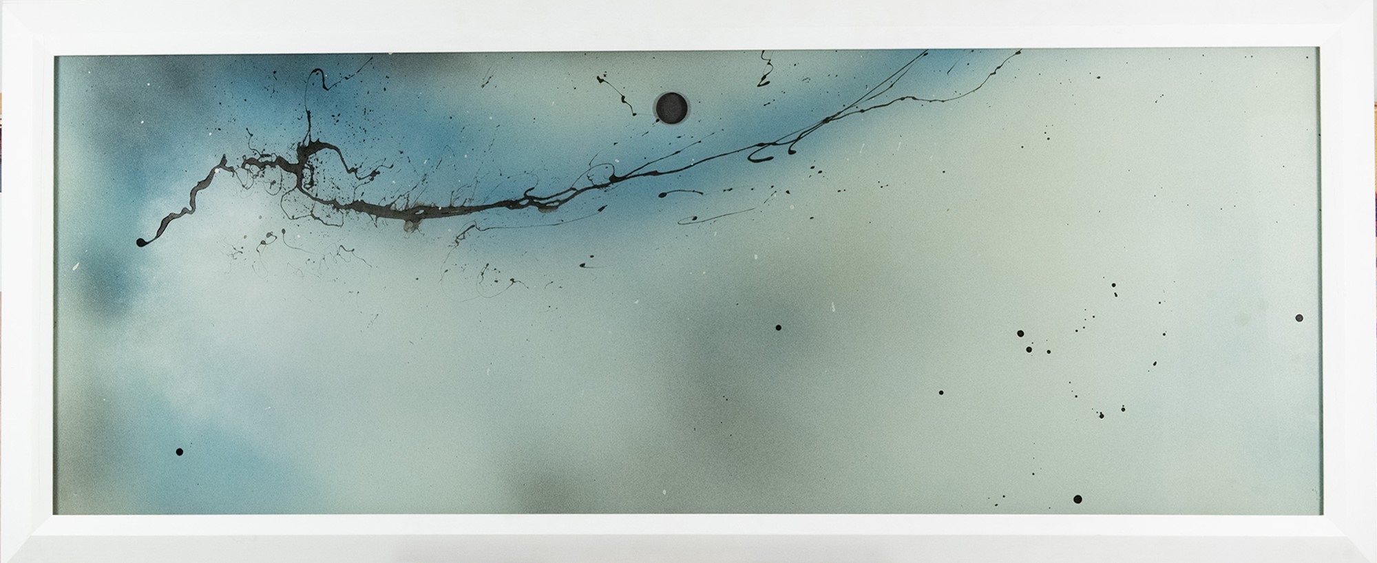 Lucio Fontana - Anta di armadio, tecnica mista su vetro (nero su fondo azzurro), 1952-53
