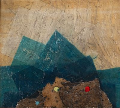 Senza titolo, collage e sughero su tavola (1968-70)