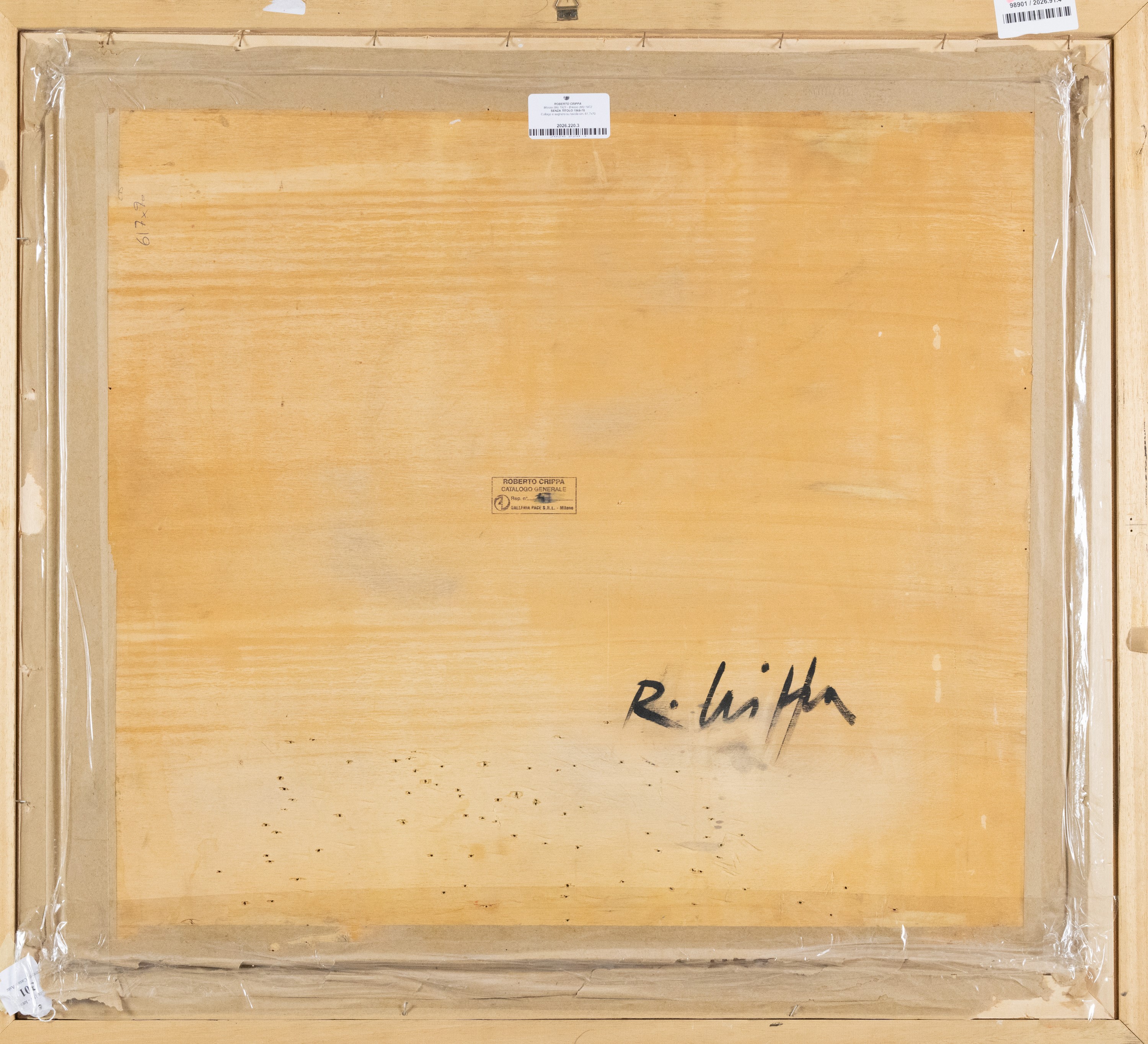 Roberto Crippa - Senza titolo, collage e sughero su tavola (1968-70)