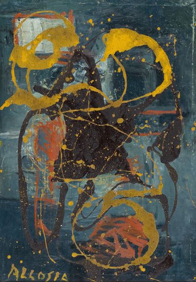 Composizione nucleare, olio e tecnica mista su tela (1956)