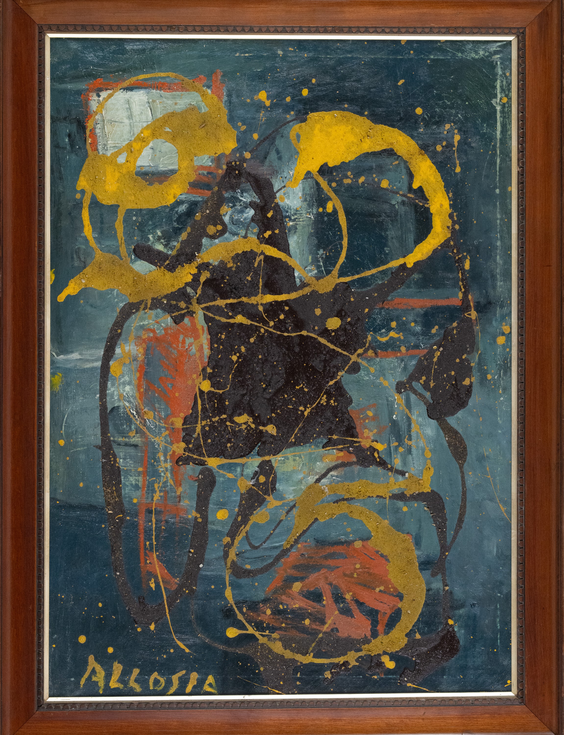 Giuseppe Allosia - Composizione nucleare, olio e tecnica mista su tela (1956)