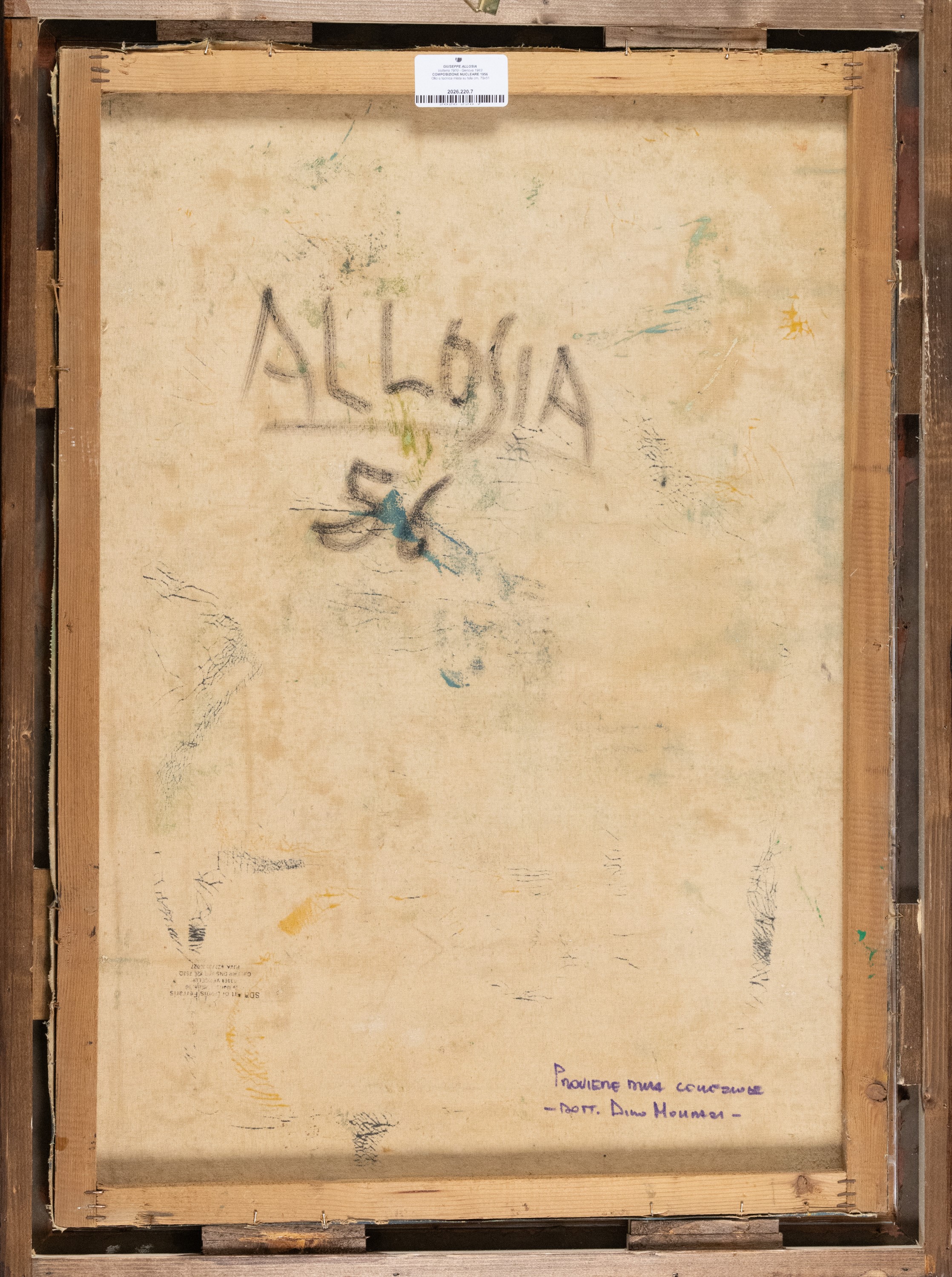 Giuseppe Allosia - Composizione nucleare, olio e tecnica mista su tela (1956)
