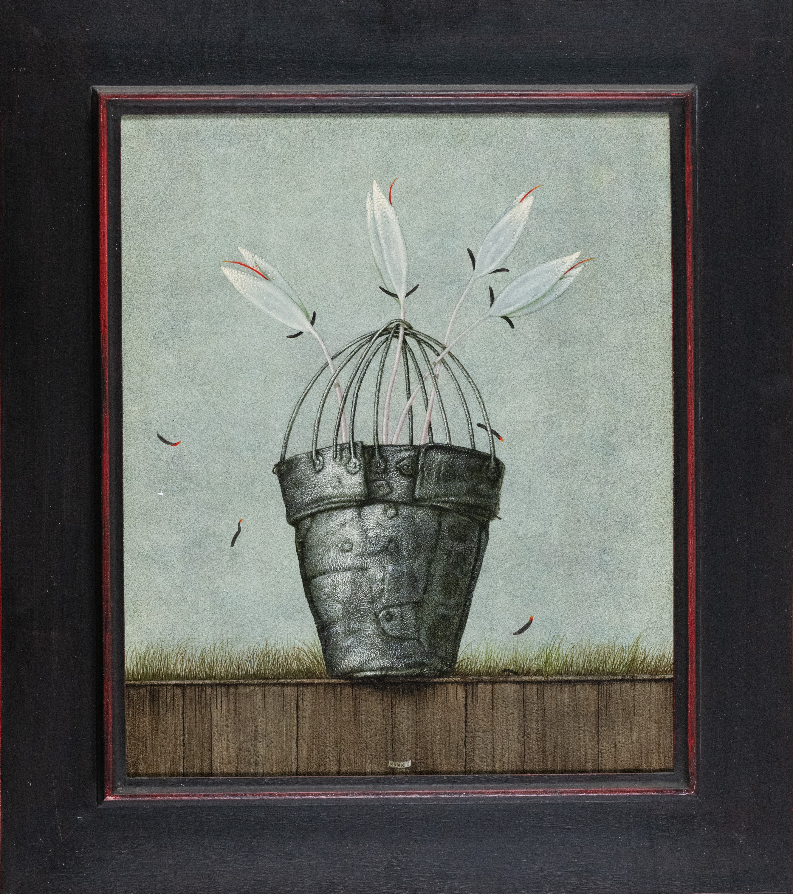 Armodio - Fiori in gabbia, tempera su tavola (1999)